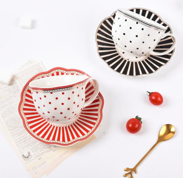 Unique Porcelain Cup and Saucer, Afternoon British Tea Cups, Creative Porcelain Tea Cup Saucer Set, Elegant Modern Ceramic Coffee Cups-HomePaintingDecor