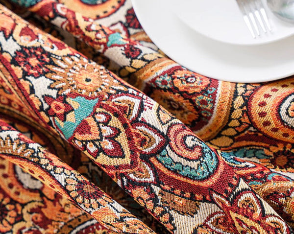 Oriental Rectangular Table Covers for Coffee Table, Large Modern Linen Tablecloths, Bohemian Rectangular Tablecloth for Oval Table-HomePaintingDecor