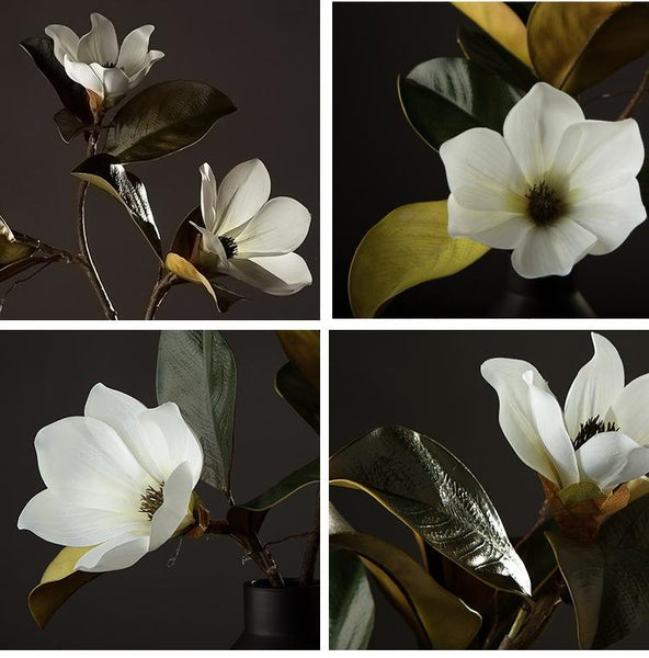 Large White Magnolias Artificial Flowers, Artificial Botany Plants, Magnolia Flower, Silk Flower Arrangement-HomePaintingDecor