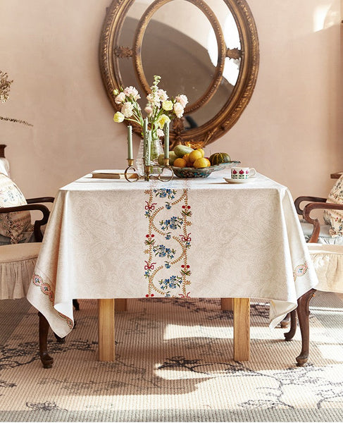 Spring Flower Table Covers for Round Table, Large Modern Rectangle Tablecloth for Dining Table, Farmhouse Table Cloth for Oval Table, Square Tablecloth for Kitchen-HomePaintingDecor