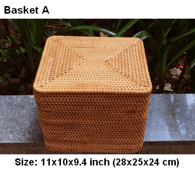 Large Woven Storage Baskets, Rectangular Storage Basket with Lid, Rattan Storage Baskets, Storage Baskets for Living Room, Storage Basket for Bedroom-HomePaintingDecor