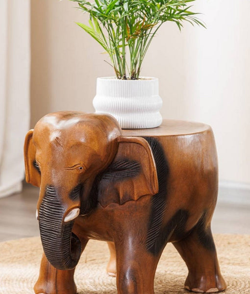 Handmade Solid Wood low Stool, Elephant Wooden Stool, Elephant Sofa Stool, Dining Table Stool, Creative Shoe-changing Stool-HomePaintingDecor