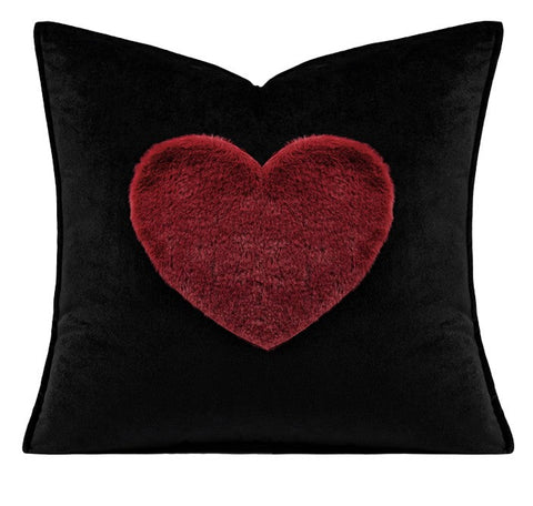 Red Heart Shape Modern Pillows for Couch, Decorative Pillow Covers, Abstract Decorative Throw Pillows for Living Room, Large Modern Sofa Pillow Cases