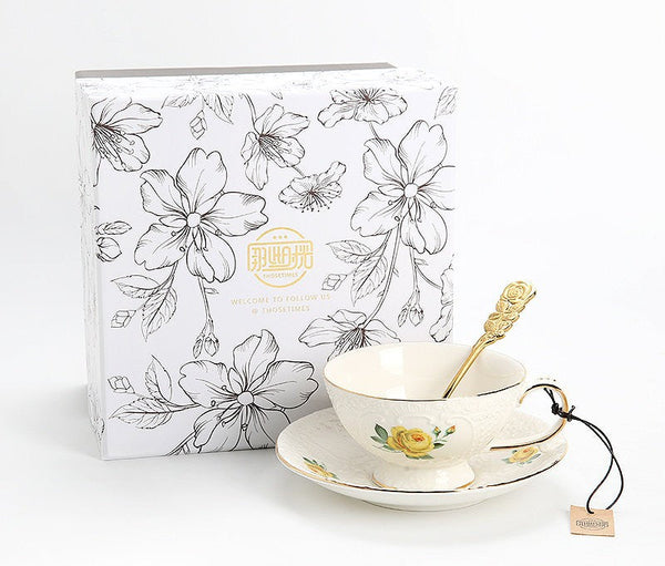 Ceramic Tea Cup with Saucer, Tea Cup Set, Vintage Tea Cup Set, Modern Ceramic Cups, European Tea Cup Set, Porcelain Tea Cups, Floral Tea Cup Set, Classic British Tea Cups, Elegant Tea Cup With Saucer-HomePaintingDecor