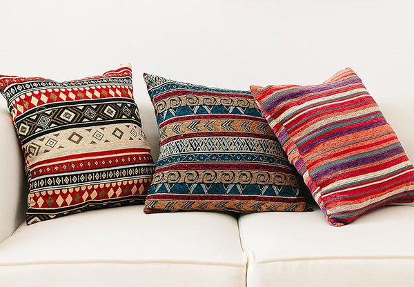 Modern Decorative Throw Pillows, Geometric Pattern Chenille Throw Pillow for Couch, Bohemian Decorative Sofa Pillows-HomePaintingDecor