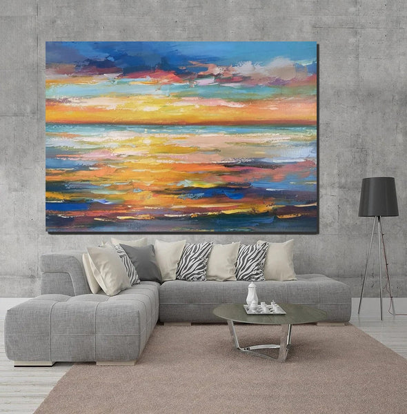 Hand Painted Acrylic Painting, Original Landscape Paintings, Wall Painting for Living Room, Canas Paintings for Dining Room-HomePaintingDecor