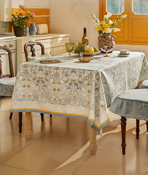 Large Modern Rectangle Tablecloth for Dining Table, Rabbit Pigeon Pattern Table Covers for Round Table, Farmhouse Table Cloth for Oval Table, Square Tablecloth for Kitchen-HomePaintingDecor