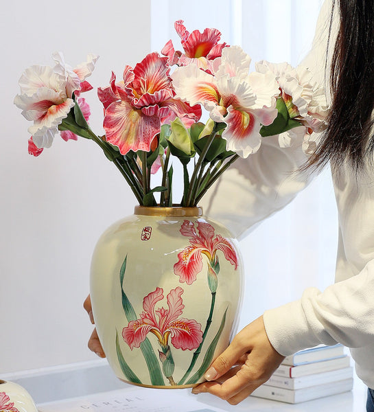 Centerpiece Ceramic Bouquet Vases, Handmade Modern Flower Vase, Large Flower Vases on Dining Table, Porcelain Flower Vases-HomePaintingDecor