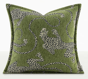Green Decorative Pillow Covers, Large Modern Sofa Pillow Cases, Cheetah Modern Pillows for Couch, Abstract Decorative Throw Pillows for Living Room-HomePaintingDecor