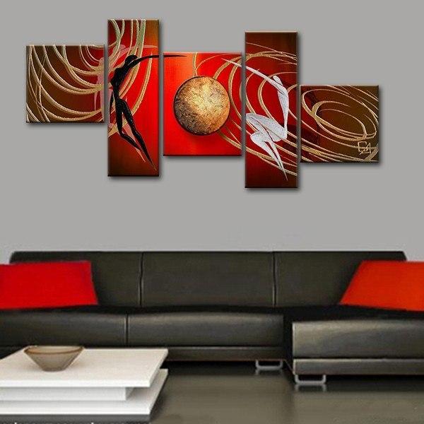 Abstract Art of Love, Simple Modern Art, Love Abstract Painting, Bedroom Room Wall Art Paintings, 5 Piece Canvas Painting-HomePaintingDecor