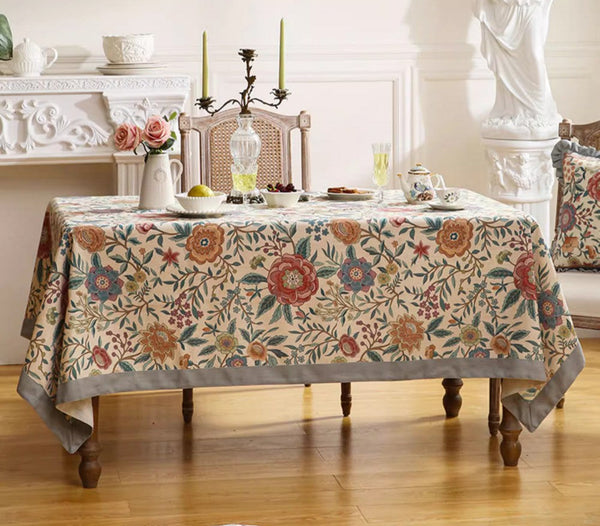 Rectangle Tablecloth Ideas for Dining Table, Flower Farmhouse Table Cover, Extra Large Modern Tablecloth, Square Linen Tablecloth for Coffee Table-HomePaintingDecor