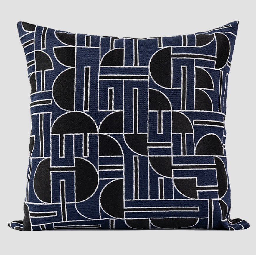 Abstract Decorative Throw Pillows, Geomeric Contemporary Pillows, Blue Square Modern Throw Pillows for Couch, Large Simple Throw Pillow for Interior Design-HomePaintingDecor