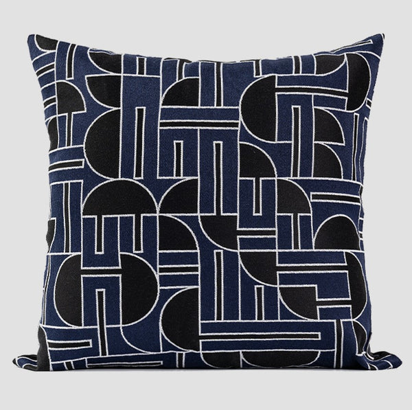 Abstract Decorative Throw Pillows, Geomeric Contemporary Pillows, Blue Square Modern Throw Pillows for Couch, Large Simple Throw Pillow for Interior Design-HomePaintingDecor