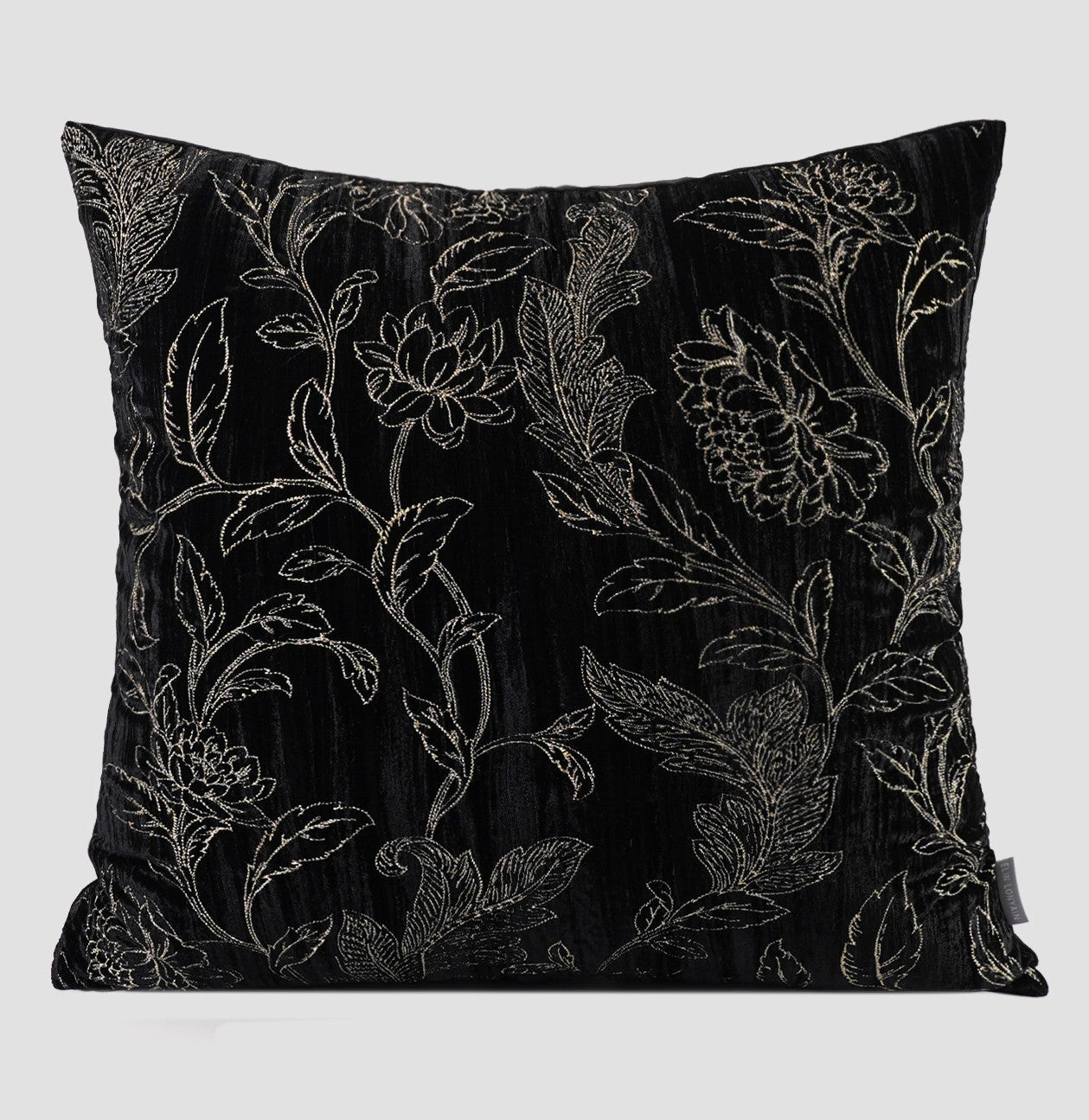 Contemporary Modern Sofa Pillows, Black Embroidery Flower Pattern Pillows for Couch, Decorative Throw Pillows for Bedroom, Large Modern Sofa Pillow for Dining Room-HomePaintingDecor