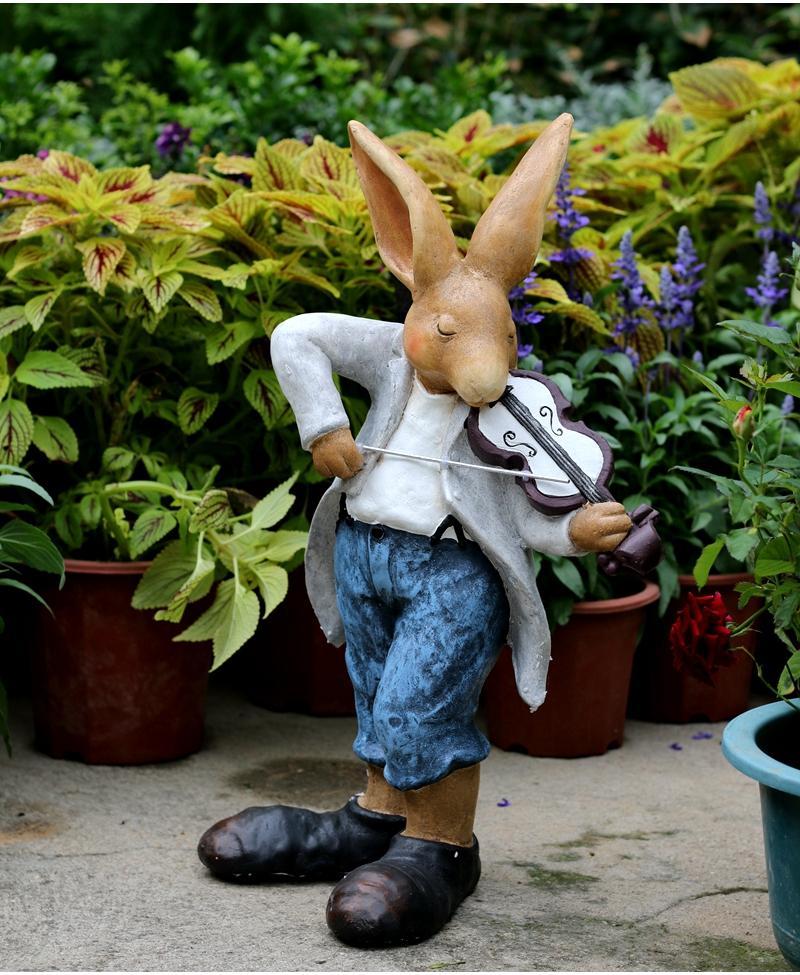 Large Rabbit Statue for Garden, Bunny Flower Pot, Garden Courtyard Ornament, Villa Outdoor Decor Gardening Ideas, House Warming Gift-HomePaintingDecor