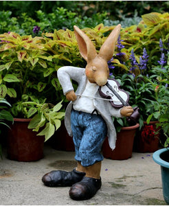 Large Rabbit Statue for Garden, Bunny Flower Pot, Garden Courtyard Ornament, Villa Outdoor Decor Gardening Ideas, House Warming Gift-HomePaintingDecor