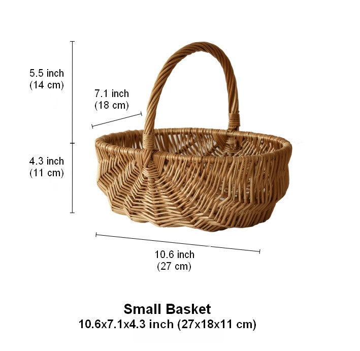 Natural Fruit Basket, Kitchen Storage Baskets, Natural Hand-woven Wicker Storage Basket, Large Picnic Food Basket with Handle, Lovely Willow Weaving Baskets for Vegetable-HomePaintingDecor