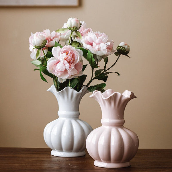 Handmade Water Holding Flower Vase, Ceramic Bud Vases, Small Flower Vases on Table, Rustic Porcelain Flower Vases-HomePaintingDecor