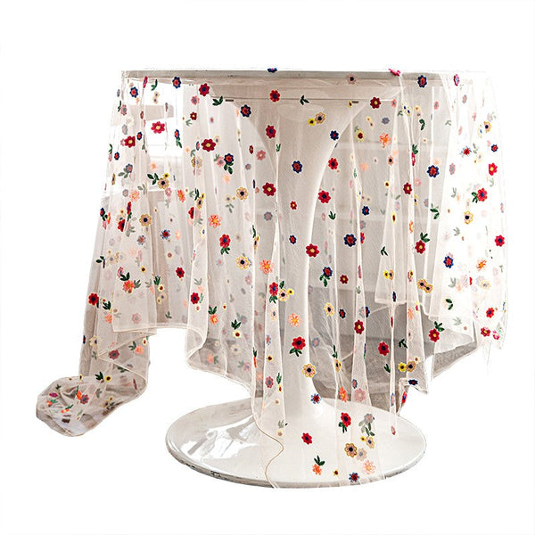 Extra Large Rectangular Tablecloth for Oval Table, Spring Flower Lace Tablecloths, Lace Embroidered Table Covers, Rectangular Table Covers for Coffee Table-HomePaintingDecor