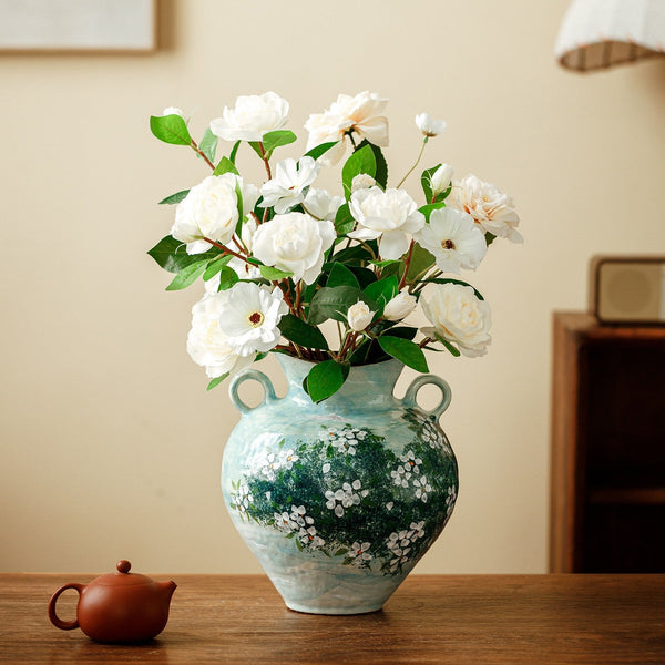 Large Flower Vases on Table, Modern Pottery Flower Vases, Centerpiece on Dining Table, Handmade Water Holding Flower Vases, Pottery Bud Vases-HomePaintingDecor