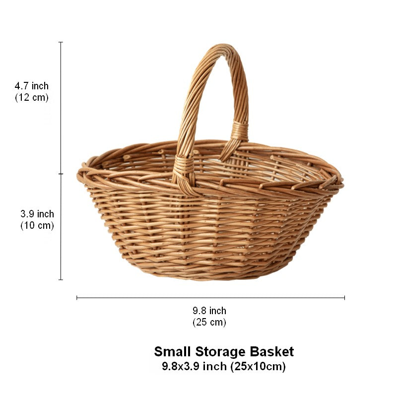 Large Picnic Food Basket with Handle, Lovely Willow Weaving Baskets for Vegetable, Natural Hand-woven Wicker Storage Basket, Natural Fruit Basket, Kitchen Storage Baskets-HomePaintingDecor