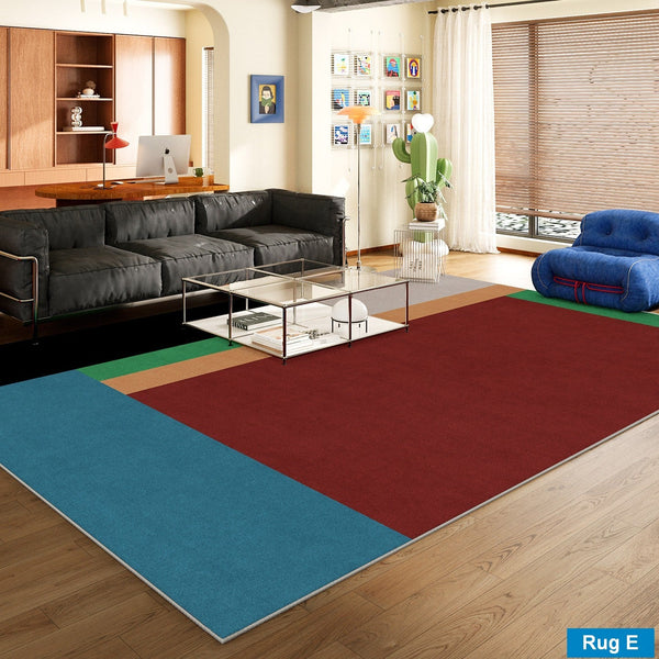 Living Room Rug Ideas, Mid Century Modern Rugs, Contemporary Modern Rugs for Dining Room, Bedroom Modern Floor Carpet, Blue Modern Rug Designs-HomePaintingDecor