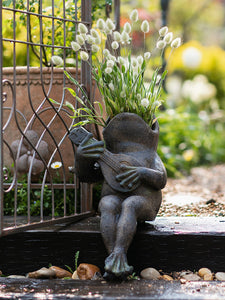 Garden Animal Statues, Unique Modern Garden Sculptures, Frog Flowerpot for Garden Decoration, Beautiful Cute Frog Statues, Creative Villa Outdoor Gardening Ideas-HomePaintingDecor