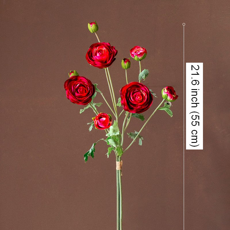 Bedroom Flower Arrangement Ideas, Red Ranunculus Asiaticus Flowers, Simple Modern Floral Arrangement Ideas for Home Decoration, Spring Artificial Floral for Dining Room-HomePaintingDecor