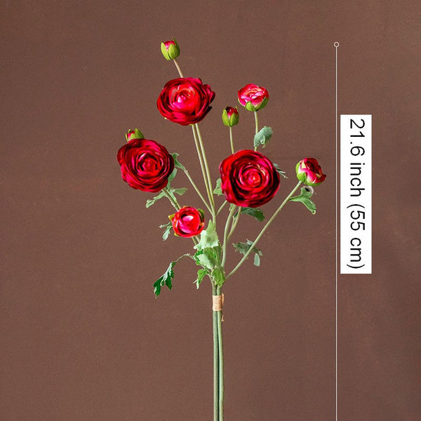 Bedroom Flower Arrangement Ideas, Red Ranunculus Asiaticus Flowers, Simple Modern Floral Arrangement Ideas for Home Decoration, Spring Artificial Floral for Dining Room-HomePaintingDecor