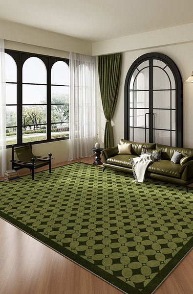 Mid Century Modern Rugs, Green Absract Rugs for Bedroom, Contemporary Modern Rugs for Living Room, Minimalist Geometric Rugs for Living Room-HomePaintingDecor