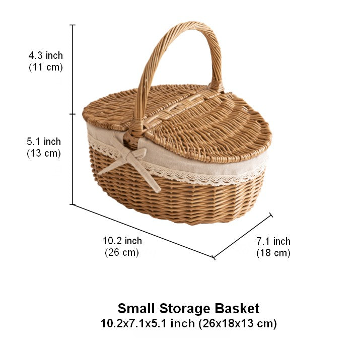 Picnic Storage Basket with Handle, Extra Large Kitchen Storage Baskets, Natural Hand-woven Wicker Storage Basket, Lovely Willow Weaving Baskets for Vegetable, Natural Fruit Storage Baskets-HomePaintingDecor