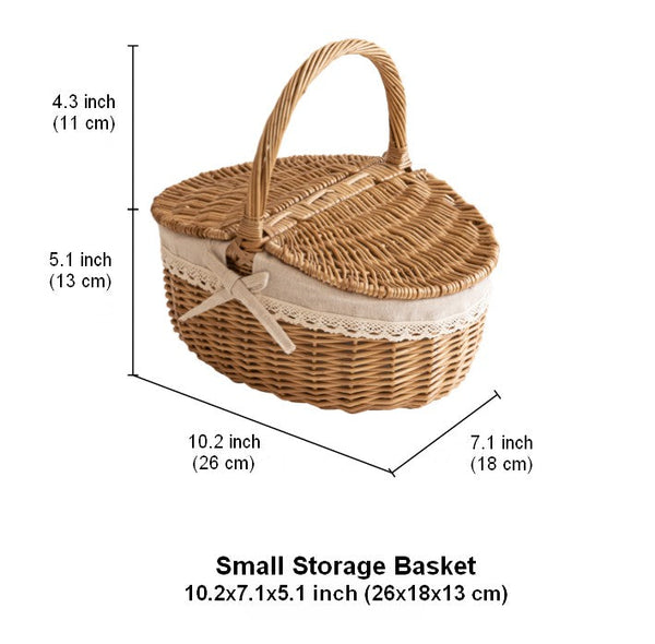 Picnic Storage Basket with Handle, Extra Large Kitchen Storage Baskets, Natural Hand-woven Wicker Storage Basket, Lovely Willow Weaving Baskets for Vegetable, Natural Fruit Storage Baskets-HomePaintingDecor