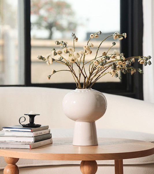 Contemporary Vases on Dining Table, Centerpiece Ceramic Bouquet Vases, Porcelain Vases for Modern Home Decor, Handmade Modern Flower Vase-HomePaintingDecor