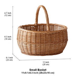 Large Picnic Food Basket with Handle, Natural Hand-woven Wicker Storage Basket, Willow Weaving Baskets for Vegetable, Natural Fruit Basket, Kitchen Storage Baskets-HomePaintingDecor