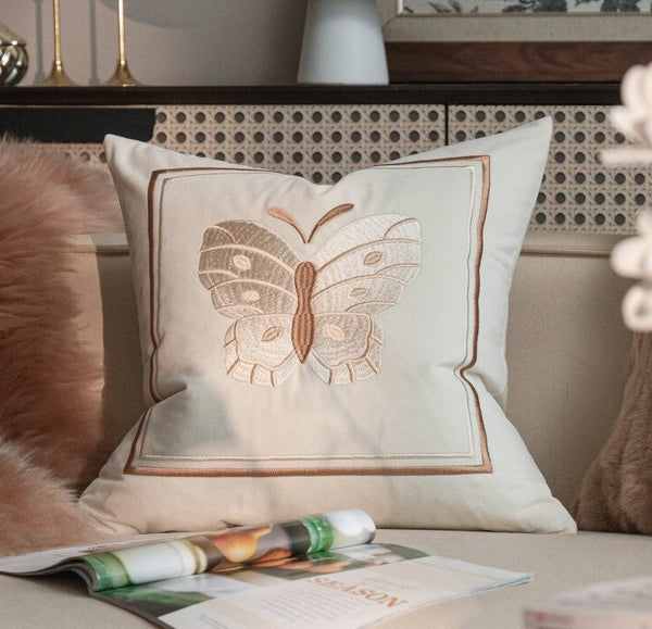 Embroidered Butterfly Pillow Covers, Modern Decorative Pillows for Bedroom, Decorative Pillow Arrangement Ideas for Couch, Large Decorative Throw Pillows for Living Room-HomePaintingDecor