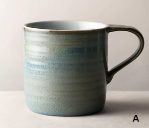 Large Modern Handmade Pottery Coffee Cup, Large Capacity Coffee Mugs, Creative Handmade Coffee Mugs, Blue Green Black Ceramic Coffee Mugs-HomePaintingDecor