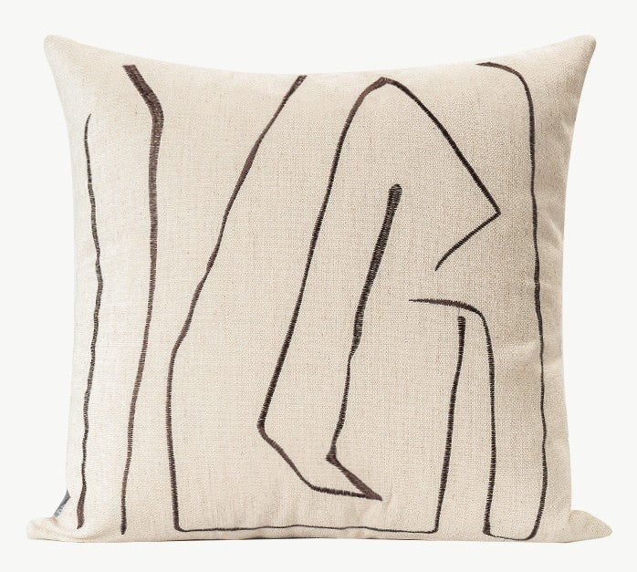 Geometric Square Modern Throw Pillows for Couch, Beige Decorative Throw Pillows, Large Contemporary Throw Pillow for Interior Design