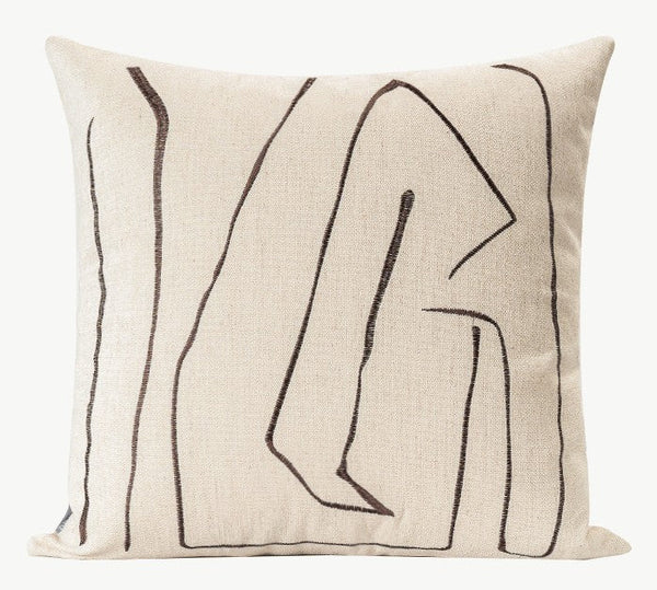 Geometric Square Modern Throw Pillows for Couch, Beige Decorative Throw Pillows, Large Contemporary Throw Pillow for Interior Design
