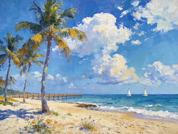 Original Landscape Paintings, Sandy Seaside Escape, Small Oil Paintings, Heavy Texture Artwork, Buy Painting Online, Hand Painted Canvas Art-HomePaintingDecor