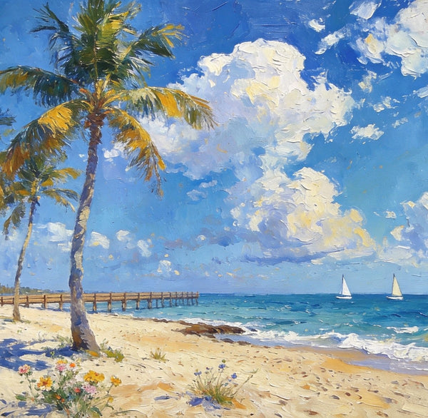 Original Landscape Paintings, Sandy Seaside Escape, Small Oil Paintings, Heavy Texture Artwork, Buy Painting Online, Hand Painted Canvas Art-HomePaintingDecor