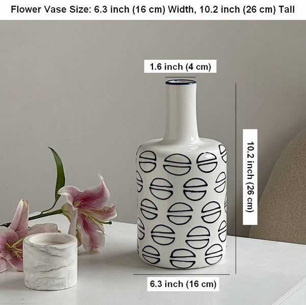 Modern Porcelain Flower Vases, Water Holding Flower Vases, Ceramic Bud Vases, Centerpiece for Dining Table, Small Flower Vases on Table-HomePaintingDecor