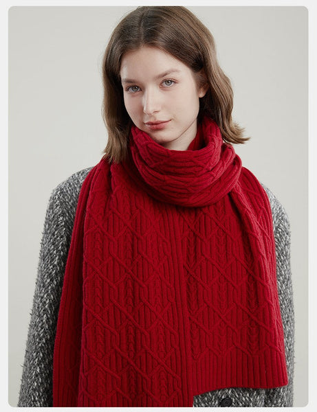 Cold Weather Scarf, Casual Scarf for Women, Fashion Designer Scarf, Red Winter Scarf, Modern Wool Scarf for Women, Soft Cashmere Scarf for Women-HomePaintingDecor