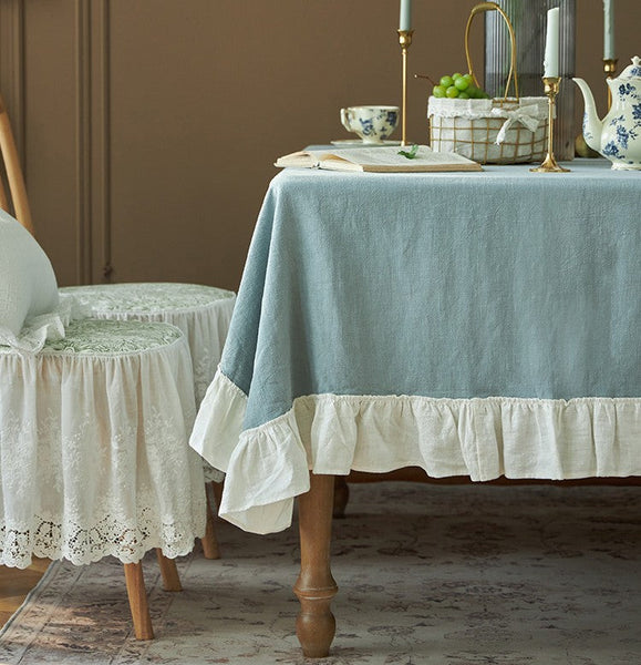 Long Rectangle Tablecloth for Dining Room Table, Blue Modern Table Cloth, Extra Large Tablecloth for Home Decoration, Square Tablecloth for Round Table-HomePaintingDecor