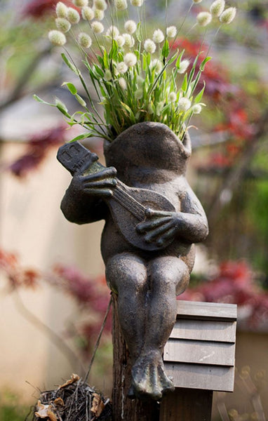Garden Animal Statues, Unique Modern Garden Sculptures, Frog Flowerpot for Garden Decoration, Beautiful Cute Frog Statues, Creative Villa Outdoor Gardening Ideas-HomePaintingDecor