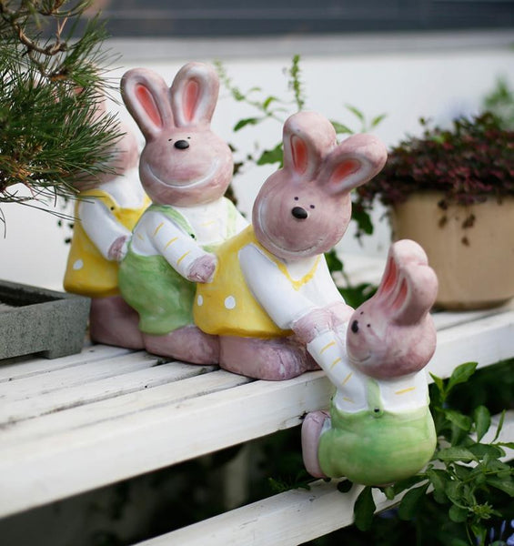 Lovely Rabbits Statues, Cute Rabbits in the Garden, Animal Resin Statue for Garden Ornament, Outdoor Decoration Ideas, Garden Ideas-HomePaintingDecor