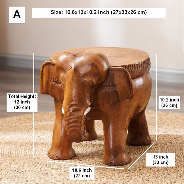 Dining Table Stool, Handmade Solid Wood low Stool, Elephant Wooden Stool, Elephant Sofa Stool, Creative Shoe-changing Stool-HomePaintingDecor