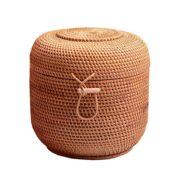 Small Woven Storage Basket, Storage Basket for Dining Room Table, Storage Basket with Lid, Storage Baskets for Kitchen, Rattan Storage Basket-HomePaintingDecor
