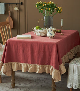 Square Tablecloth for Round Table, Red Modern Table Cloth, Ramie Tablecloth for Home Decoration, Extra Large Rectangle Tablecloth for Dining Room Table-HomePaintingDecor