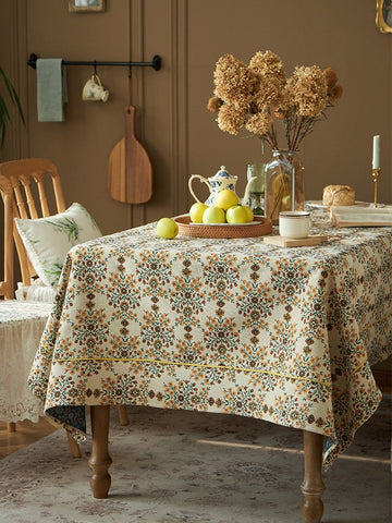Spring Flower Pattern Tablecloth for Home Decoration, Extra Large Rectangle Tablecloth for Dining Room Table, Large Square Tablecloth for Round Table-HomePaintingDecor