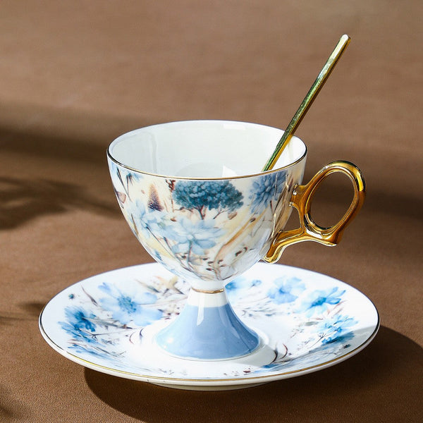 British Tea Cup set, Ceramic Tea Cup and Saucer Set in Gift Box, Elegant Ceramic Coffee Cup with Saucer, Porcelain Tea Cup Set and Saucer Set-HomePaintingDecor